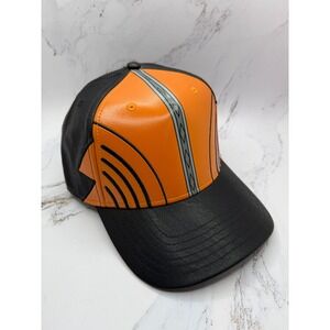 Bioworld Chainsaw Man Anime Snapback Hat Orange Black Faux Leather NEW Cap OSFM